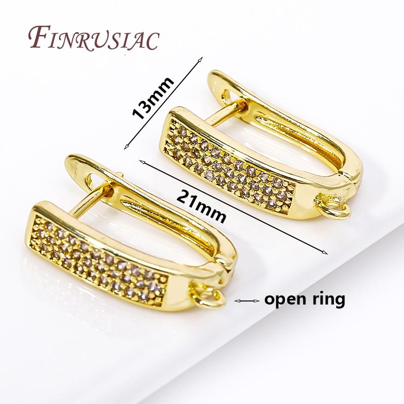 18K Gold Plated Eingelegte Zirkon Ohrhaken Verschlüsse Beschläge Ohrbügel Haken Für Handgemachte DIY Ohrringe Schmuckherstellung Zubehör