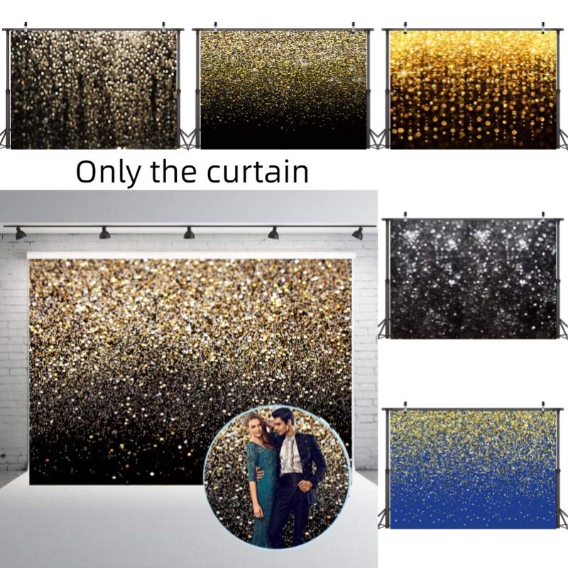 Vintage Abstract Party Photography Backdrop Cloth For Festive Decoration Black Gold Background With Glittering Highlights Characters)