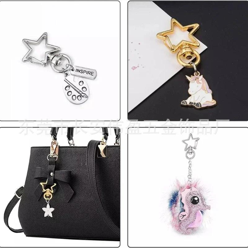 Set of 10 Metal Lobster Claw Clasps Star keyring /Moon Hook Lanyard Clip DIY Supplies Jewelry Making Keychain