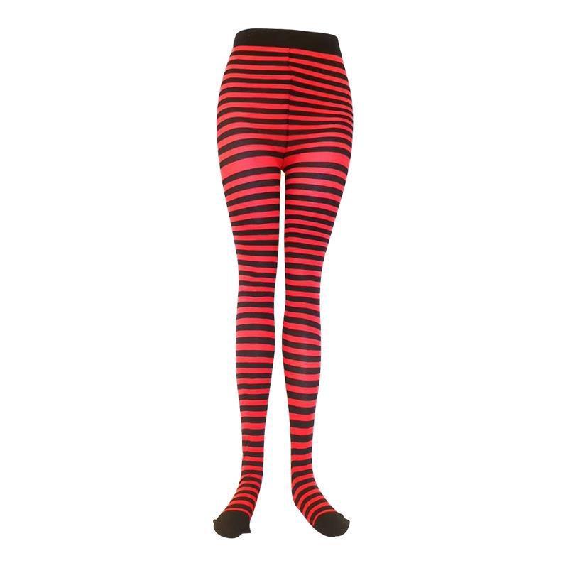 Gothic-Punk-Strumpfhose für Damen, gestreift, Regenbogen, lange Strumpfhose, Halloween, Weihnachten, hohe Taille, Cosplay-Strumpf, elastische, dünne Legging