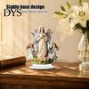 Spiritual Gift for Baptism Virgin And Angel Ornament, 2D Acrylic Religious Ornament with Catholic Statue Base, Table Centerpiece, Christian