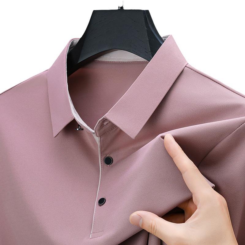Men's High-End Ice Silk Polo - Quick-Dry, Loose Fit, Summer Short Sleeve Lapel T-Shirt, Plus Size, Dad's Style