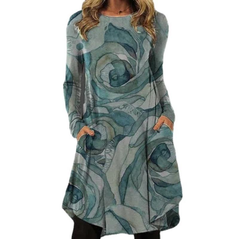 EastRogue Women's Fashion Spring Autumn Long Sleeve O-Neck Casual Dresses