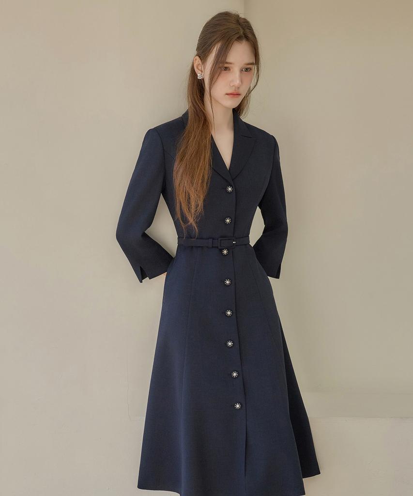 Julie And Kara 26Ss Calla139 Shebigins Joe Tweed Dress Navy