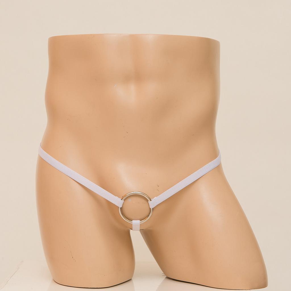 Men's Iron Ring Suspenders T-pants Sex Underwear, Bead Curtain Link Hollow Men's Thong Sex Underwear