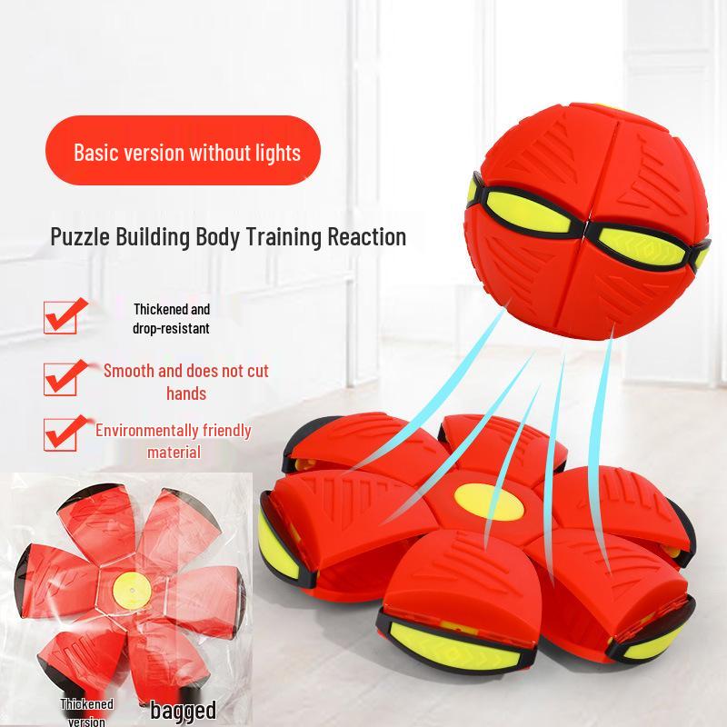 Magic Flying Saucer Ball: Deformable Outdoor Stomp Toy with Lights for Kids