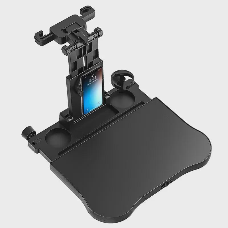 Compact Multifunctional Folding Table with Adjustable Storage, Cup Holder, Phone & Tablet Stand for Adults & Kids.