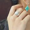 Soft Mountain Daisy Filigree Open Ring & Minimalist Earrings Set