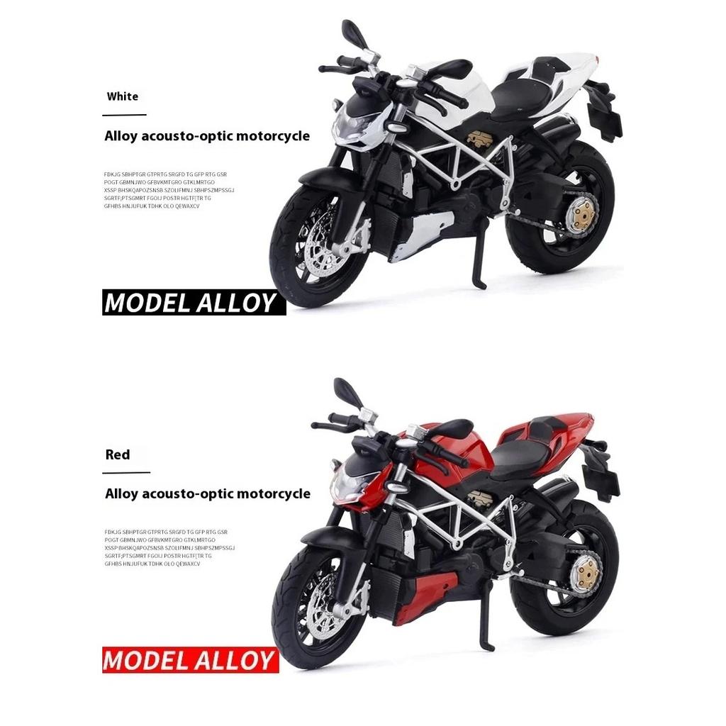 1/12 Scale Ducati Streetfighter S Muscle Alloy Motorcycle Diecast Model Sound & Light Desktop Collection Decorative Gift Boys