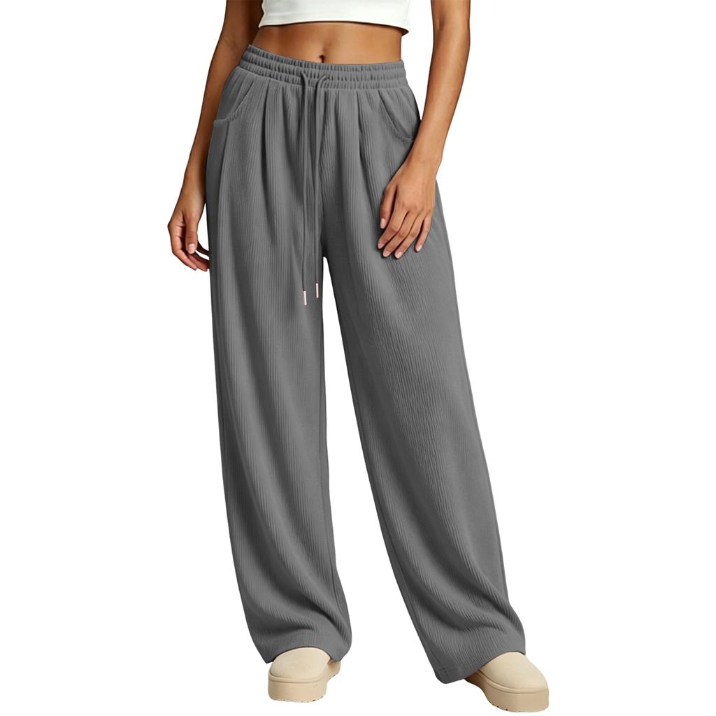 Women's Corduroy Pants Loose Fit Flowy High Waisted Casual Trousers for Everyday Wear