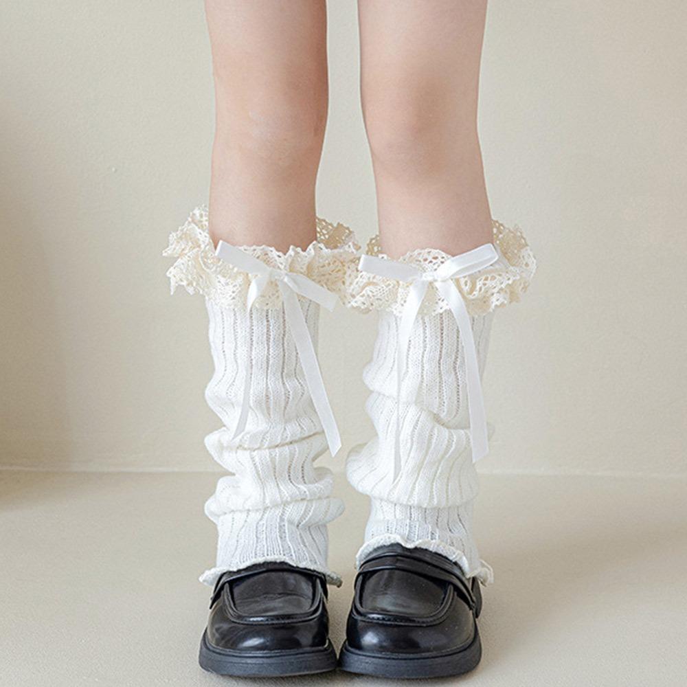 Harajuku Einfarbig Kinder Spitzenstulpen Spitzenbesatz Süßer Stil Fußbedeckung Gestrickt Lolita-Stil Socken Lolita-Stil