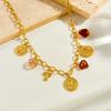 DIEYURO 316l Stainless Steel Vintage Portrait Angel Cross Flower Heart Charm Necklace Bracelet Set Lady Fashion Jewelry Gift