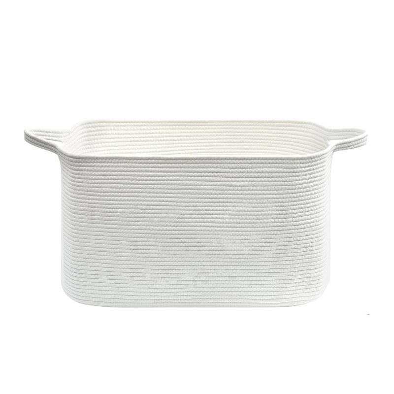 

Decorative Woven Storage Basket for Shelves Cotton Rope Weaving Storage Bin Organsier for Toy Book Dirty Clothes білий