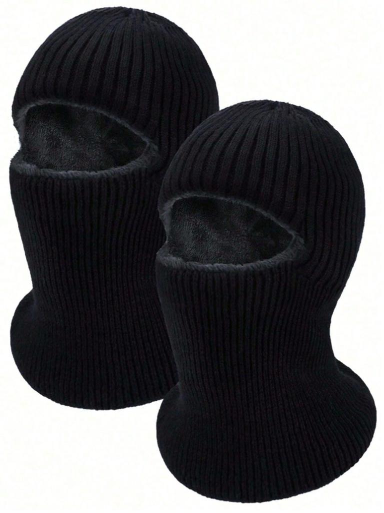 1Pcs/Set Men's Thermal Hat Winter Knitted Windproof Full Face Mask Balaclava, Knitted Hat with Neck Cover, Warm Thermal Lined Men and Women