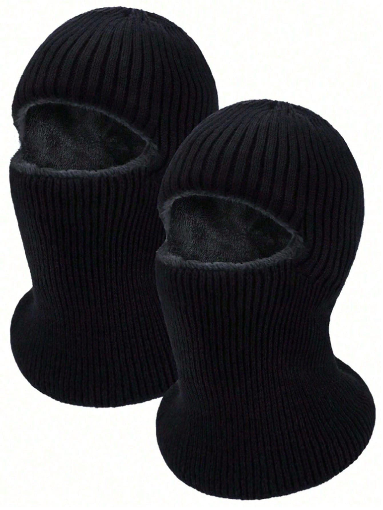 

1 шт./компл. Мужская термошапка Зимняя вязаная ветрозащитная маска-балаклава на все лицо, Вязаная шапка с защитой шеи, Теплая термоподкладка для мужчин и женщин one-size чёрный