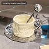 Luxury Ceramic Coffee Cup and Saucer Set with Spoon