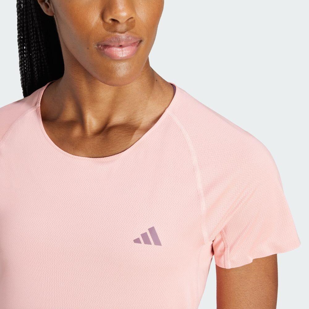 Adidas Adizero Comfortable and Lightweight Pullover with Letter Logo Print Short Sleeve T-Shirt Women Tops Pink IW3216