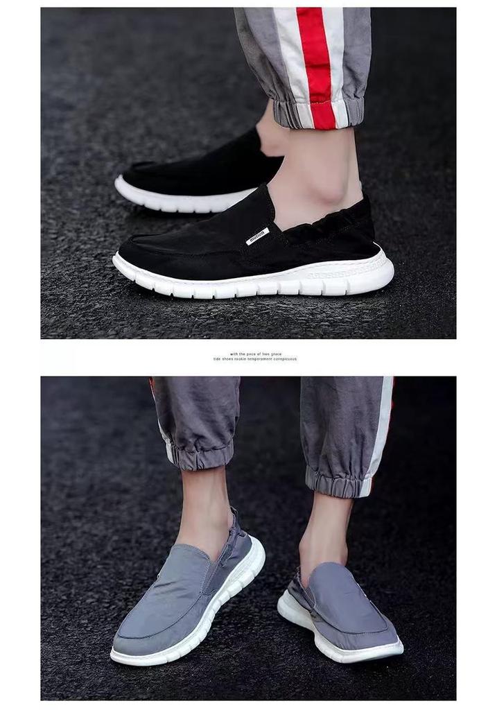 Tênis Masculino de Lona Slip-On Respirável - Tênis Casuais Confortáveis de Malha de Seda de Gelo para Primavera e Outono
