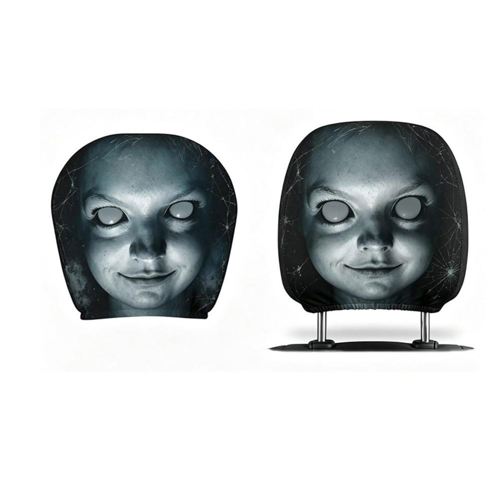 2Pcs Cartoon Car Headrest Covers Exaggerated Car Seat Headcover Halloween Christmas Holiday
