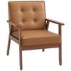 Retro-Style Accent Chair, with Faux Leather Seat - Brown