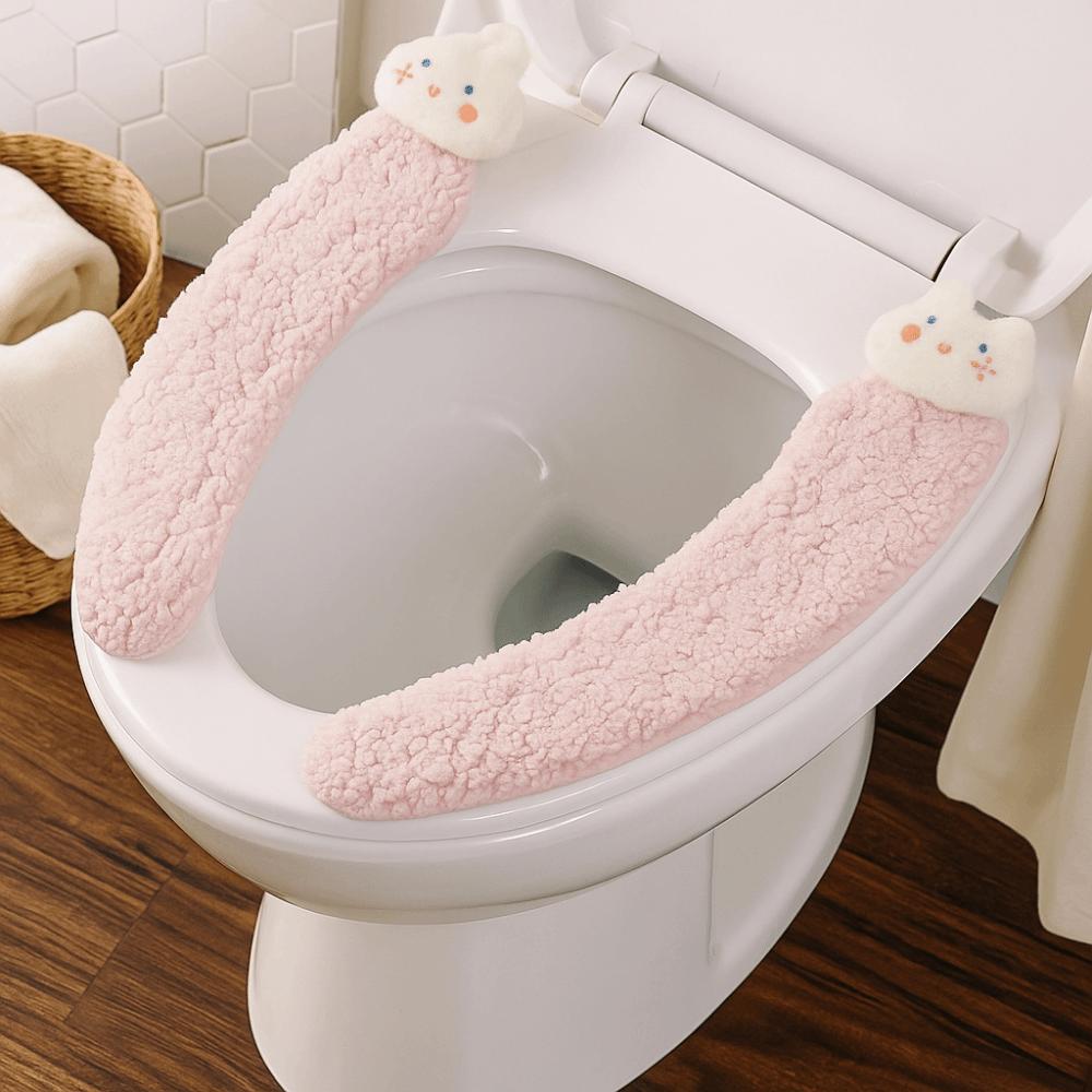 Adhesive Adhesive Toilet Mat Comfortable Cartoon Rabbit Toilet Mat Lamb Fleece Toilet Mat Home Use