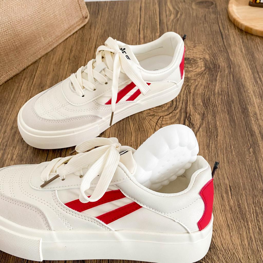 6625 Latex Insole/apple Design Thick-soled Little White Shoes Women's Shoes Original Design 2025 New Flat Baseplate Shoes