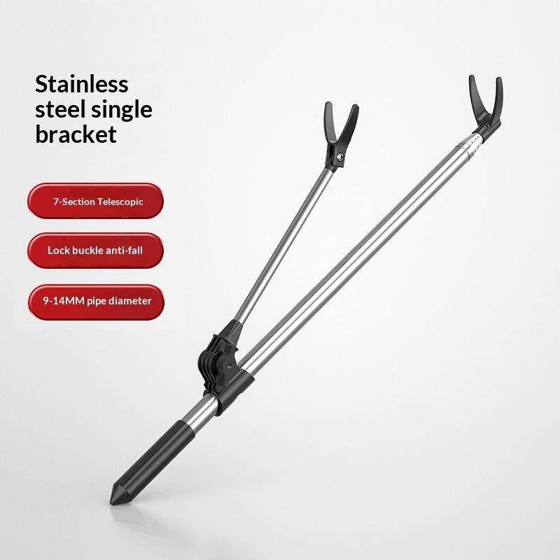 2.1M Stainless Steel Thickened Telescopic Fishing Rod Bracket Fishing Rod Dual Purpose Bracket Outdoor Fishing Rod Holder серебряный