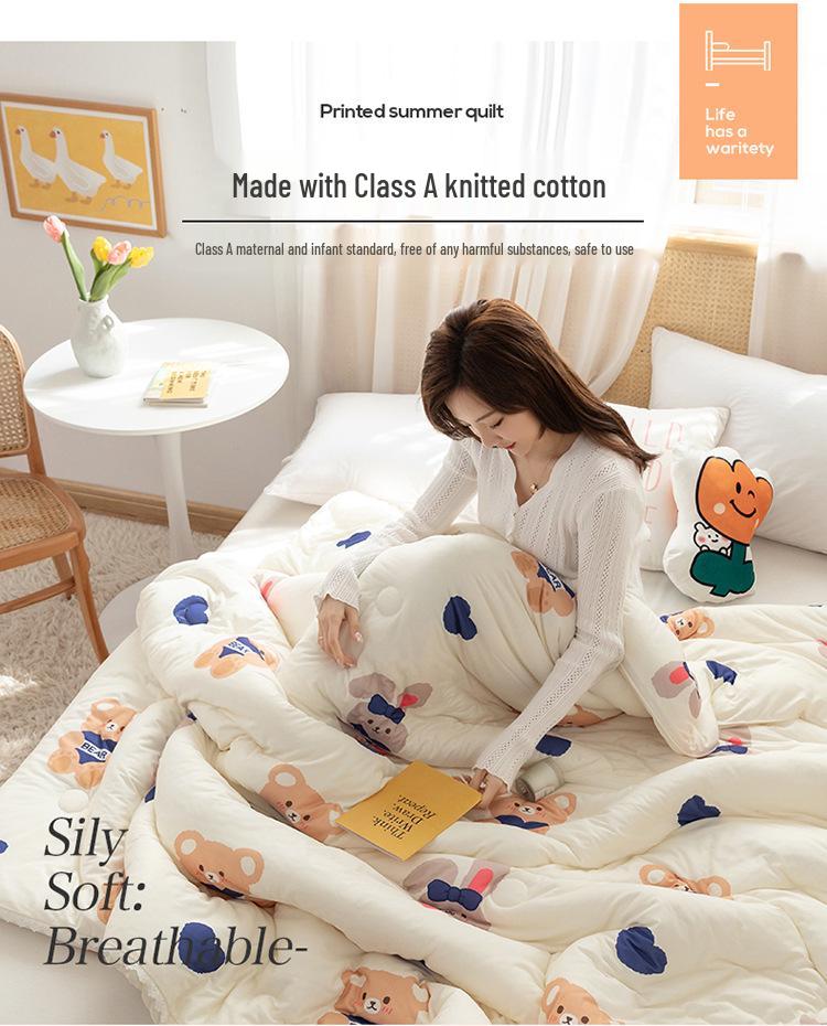 Class A Cotton Summer Quilt for Mother & Baby - Washable, Cool, Suitable for Children & Dorm Rooms