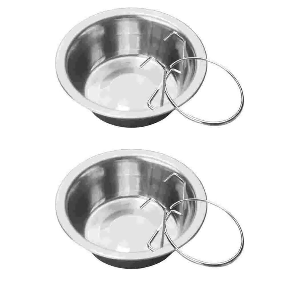 Protable Stainless Steel Hang-on Pet Bowl Big Capacity Stationary Dog Bowl Hanger Cage Cup Travel