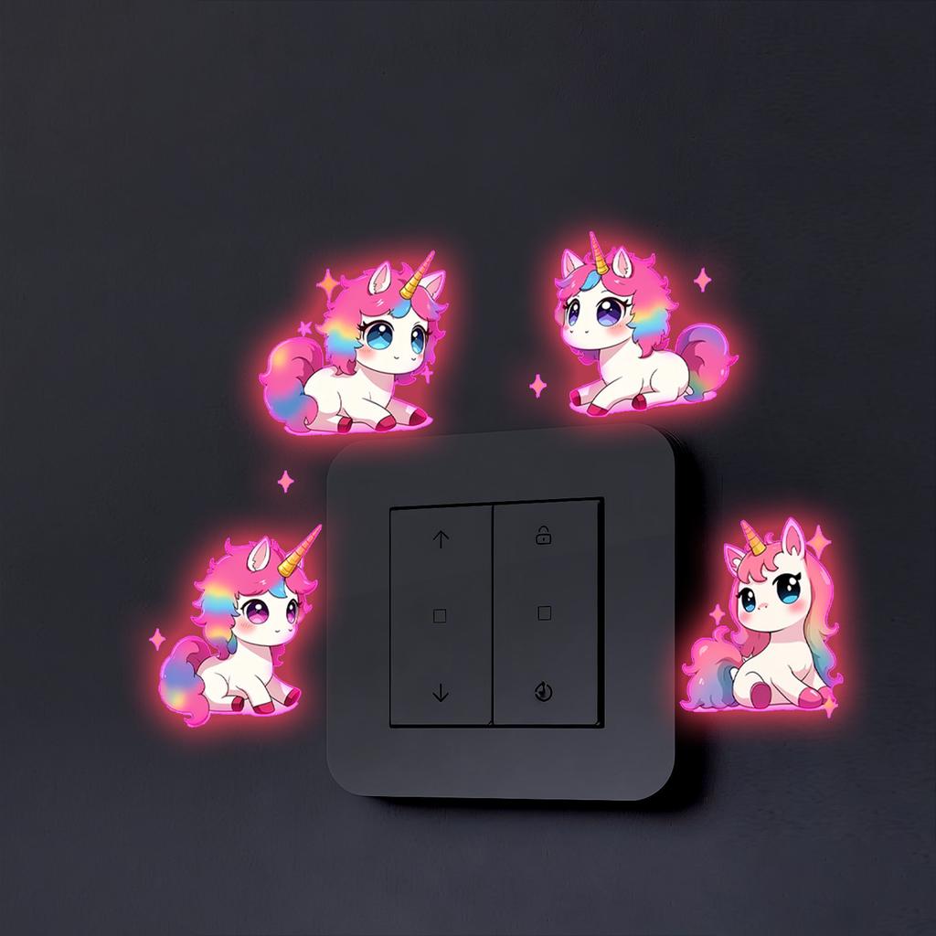 Cartoon Unicorn Switch Night Light Children's Room Bedroom Living Room Switch Decorative Stickers