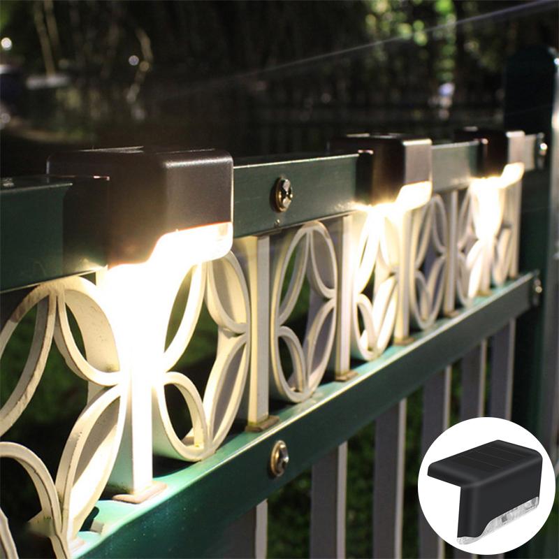 4Pack LED Solar Stair Light Lamp Waterproof Passage Courtyard Guardrail Step Night Light for Outdoor Garden Borders Terrace
