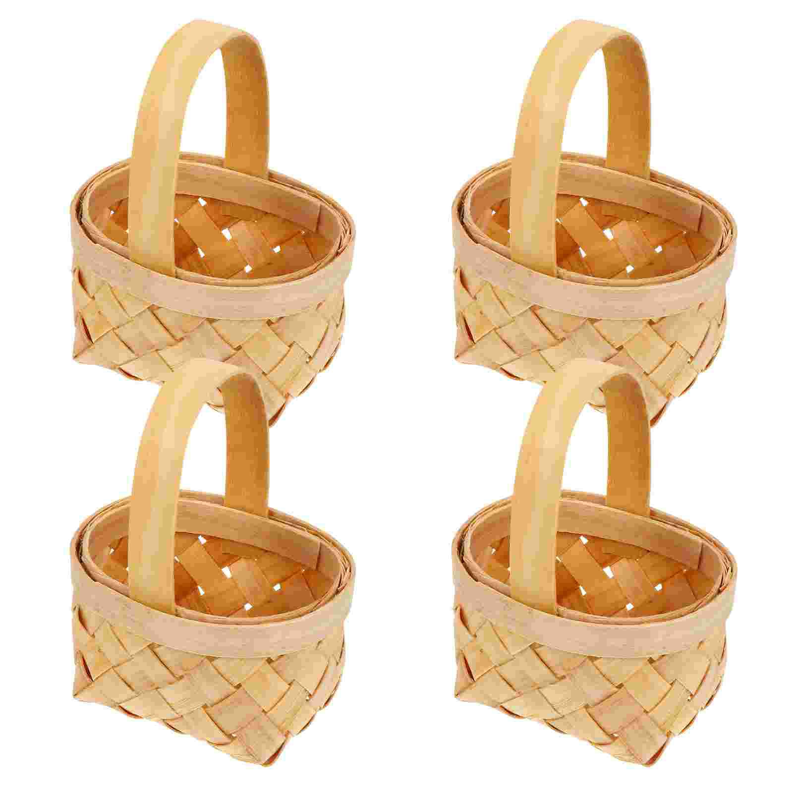 

4pcs Mini Hand Woven Baskets Storage Basket Wood Container Home ganization Hanging Basket Flower Vase Wedding Decor Home Garden 6.5X4.5CM