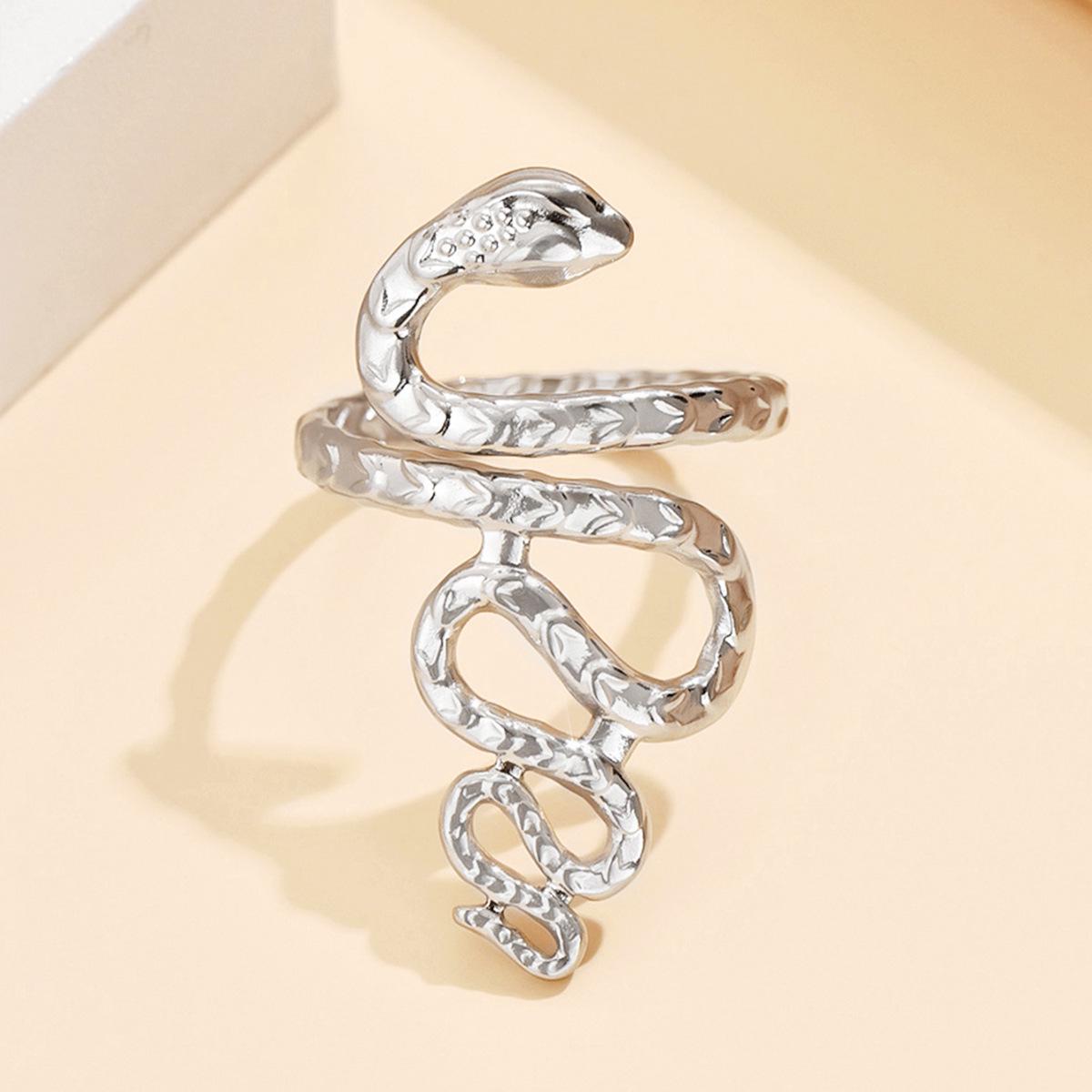 Unisex Punk Snake-Shaped Open Stainless Steel Ring – Fashion Hip Hop Snake Ring Accessories