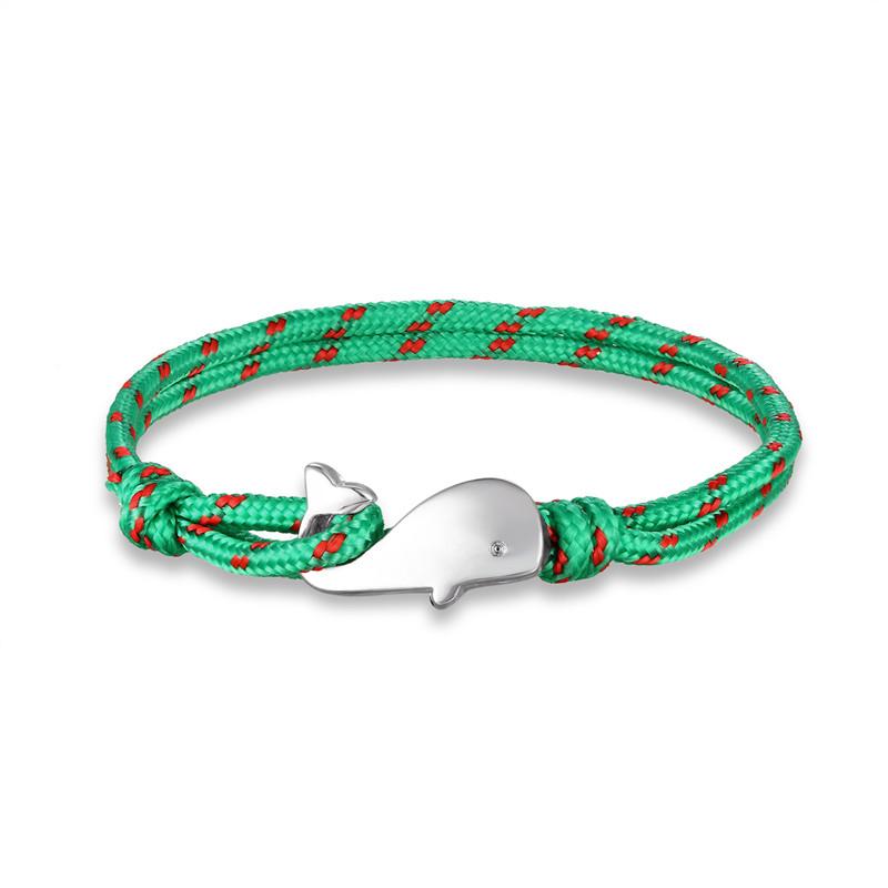 Beach Vacation Tiny Whale Tail Bracelet Couple Men Women 550 Paracord Jewelry Wrap Metal Hooks Summer