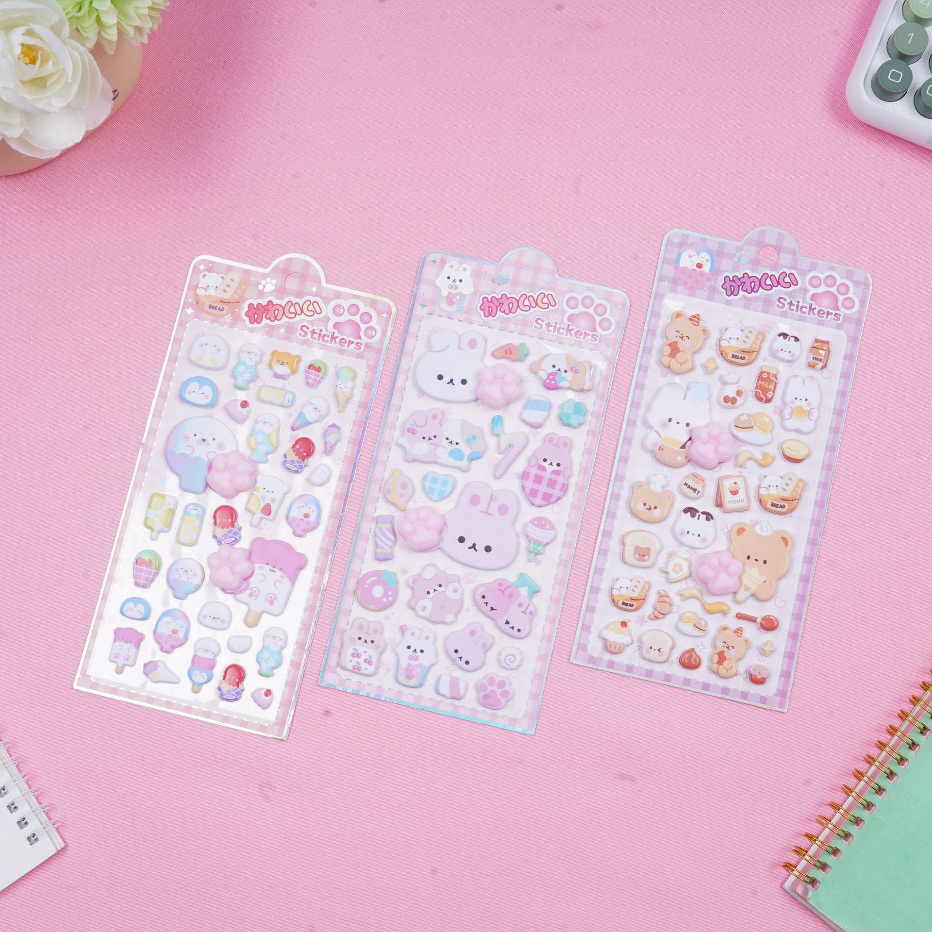 3D Embossed Cartoon Cat Paw Decompression Stickers for Journals - Fun Animal Decals for Kids and Students