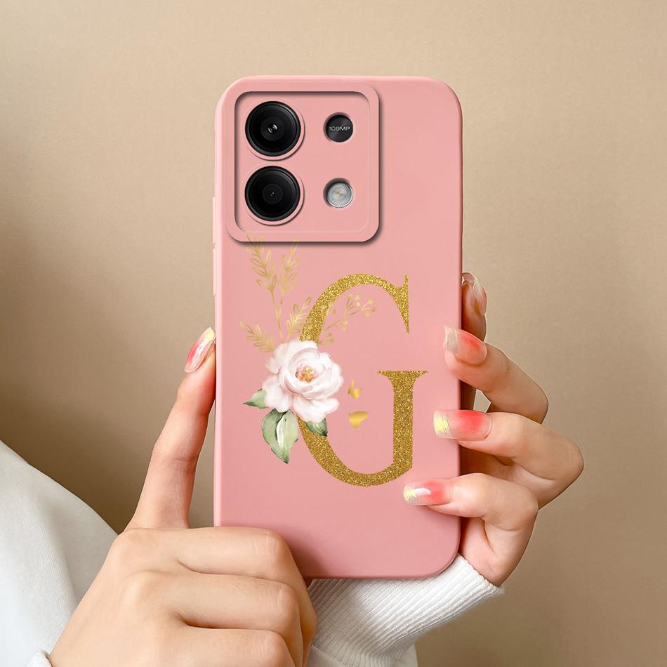 Phone Case For Redmi Note 13 Pro 4G 5G Elegant Letter Soft Liquid Silicone Full Coverage Protector For Redmi Note13 13Pro Fundas