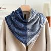Old Money Style Retro Blue Cashew Flower Silk Scarf Women's Spring and Autumn New Scarf Neck Versatile Shirt Small Square Shawl