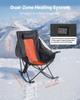 Heated Camping Chair, 3 Heating Settings, Large-Sized Padded Folding Rocker, Heavy Duty Outdoor Lawn Chairs with Pocket & Cupholder, Support 225lbs,