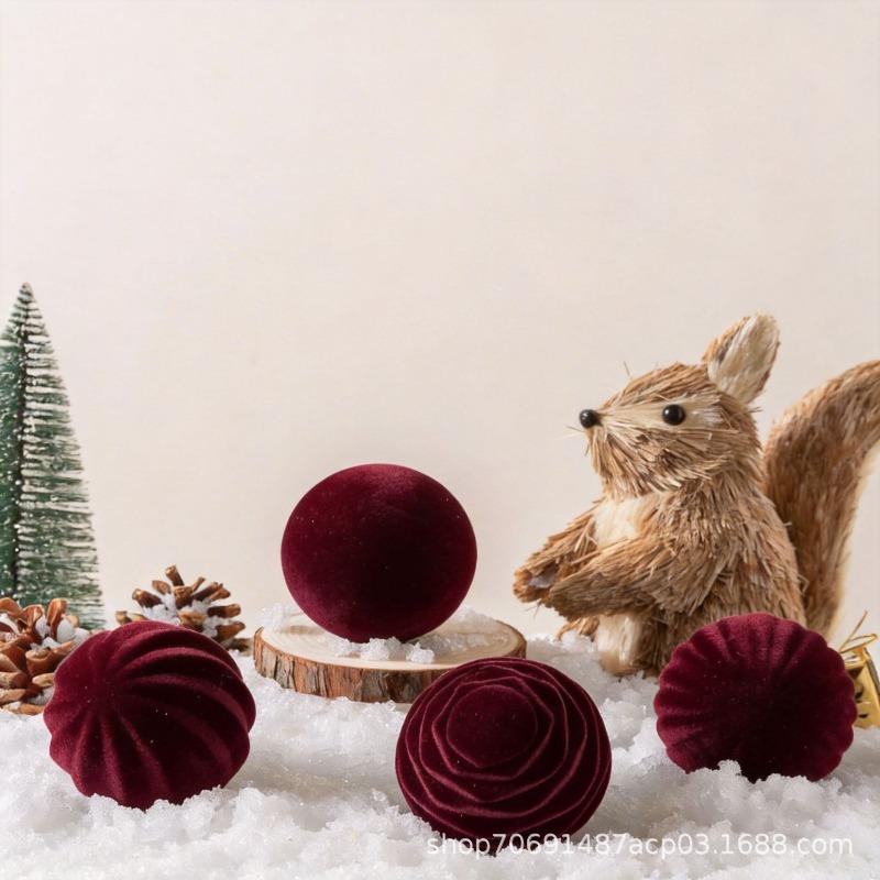 6CM8CM Christmas Tree Ornaments Shaped Swan Flannel Plastic Balls Christmas Ornaments Flocking Christmas Balls