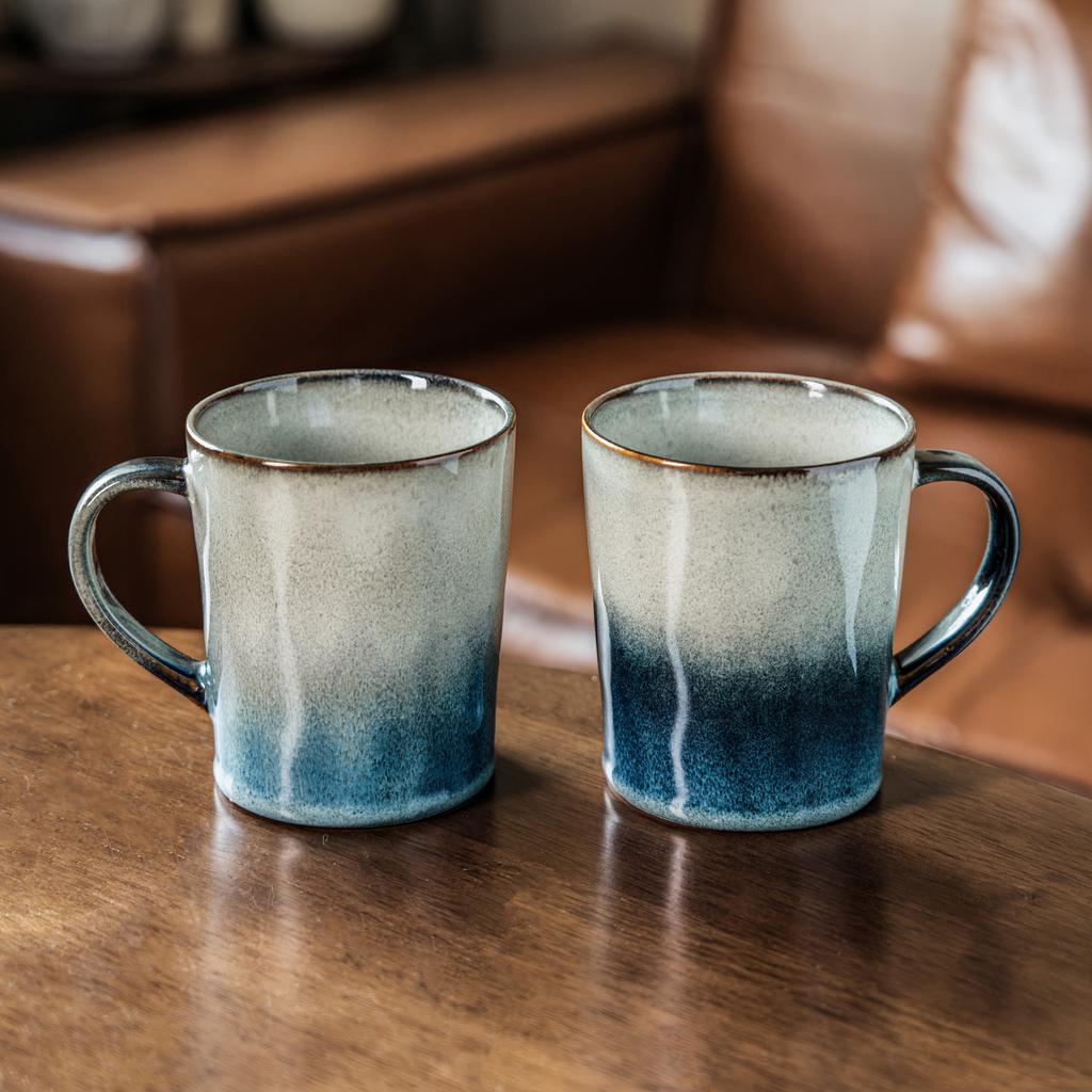 Retro Kiln Blue Mug High Value Ceramic Cup Large Capacity Coffee Cup Breakfast Cup Household Water Cup