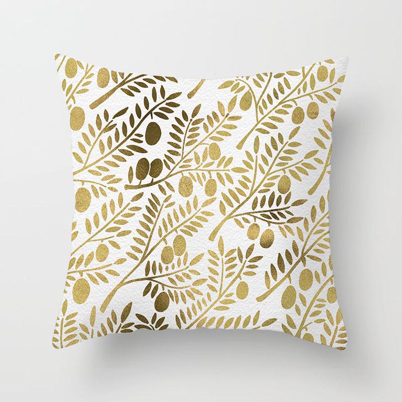 European Style Golden Geometric Print Car Pillow Cover Sofa Cushion Cover Home Furnishings