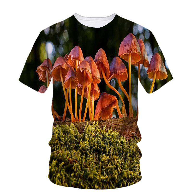 Summer Mushroom 3D Print T-Shirts Streetwear Men Fashion Casual Oversized O-Neck Short Sleeved T Shirt Tees Tops Clothing
