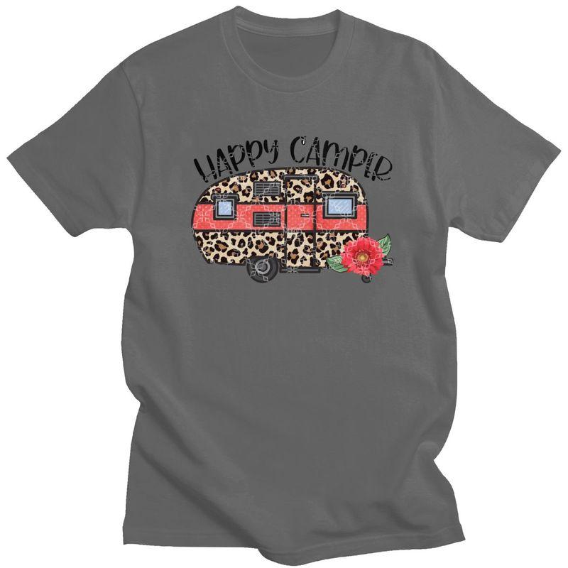 Custom Fashion Happy Camper T Shirts Men Camping Life Tshirts Casual Tee 100 Cotton Oversized Tshirt Merch