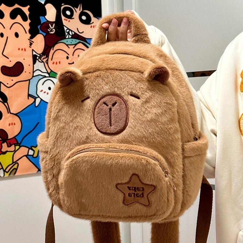 Capibara Plush Capybara Backpack Cute Versatile Hair Bag Female Cartoon Student Small Backpack