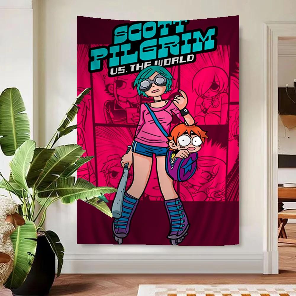 Anime Scott Pilgrim Wall Tapestry Design Perfect for Adding Personal Flair to Living Rooms Dorms  Home Spaces Wall Art Decor