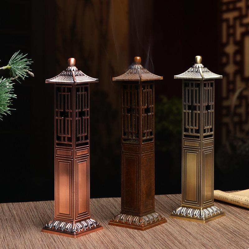 Chinese Style Pavilion Vertical Incense Burner Home Indoor Creative Zen Sandalwood 21cm Line Incense Holder Fragrance Ornaments 7