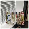 Casual Stylish Yet Canvas Tote Bag With Beautiful Letter Prints And Soft Structure Medium