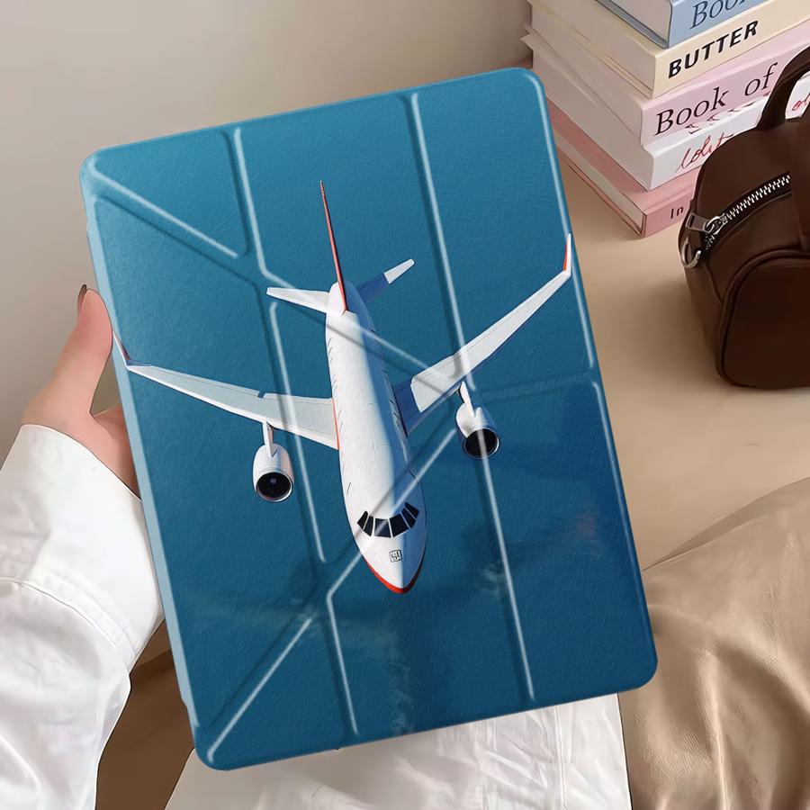 Blue Sea Flight Pic Holder Cover Tablet Case For iPad Air 4 5 M3 M2 1 2 M4 11inch Pro 11th 10th 9th 8th 7th 12.9inch Mini 6 7