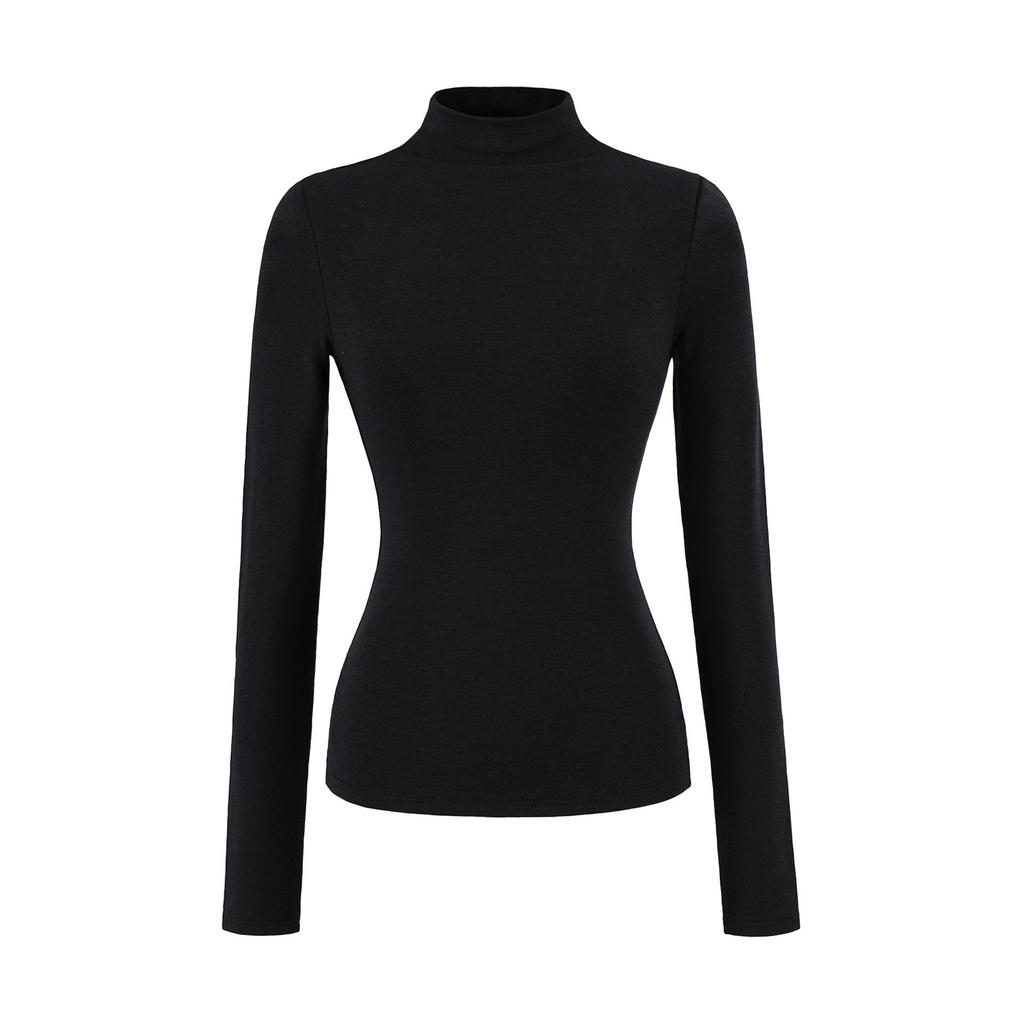 Autumn Winter Brushed Half-High Collar Slimming Pullover Long Sleeve Top 2025