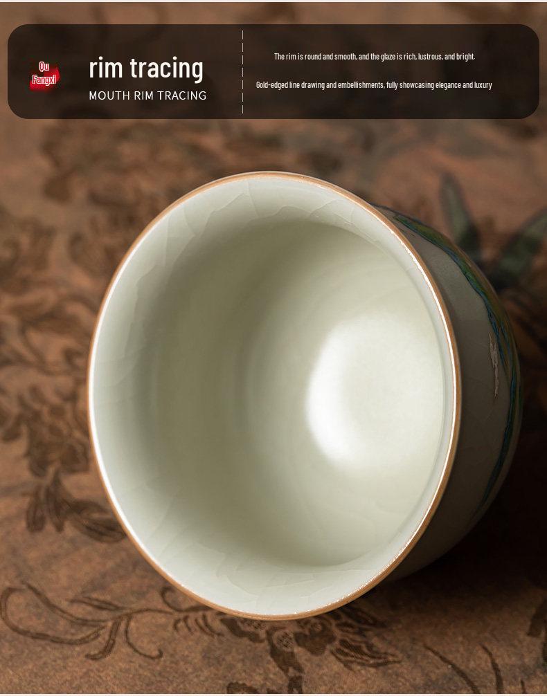Ru Kiln Crackle Ceramic Tea Tasting Cup – Large Personal Use Kung Fu Tea Set